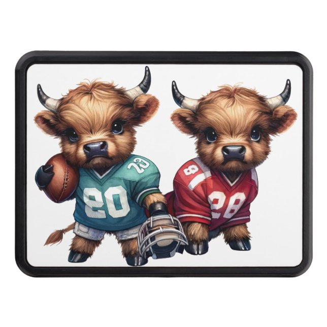 Högllandskon och fotboll dragkroksskydd (Framsidan)