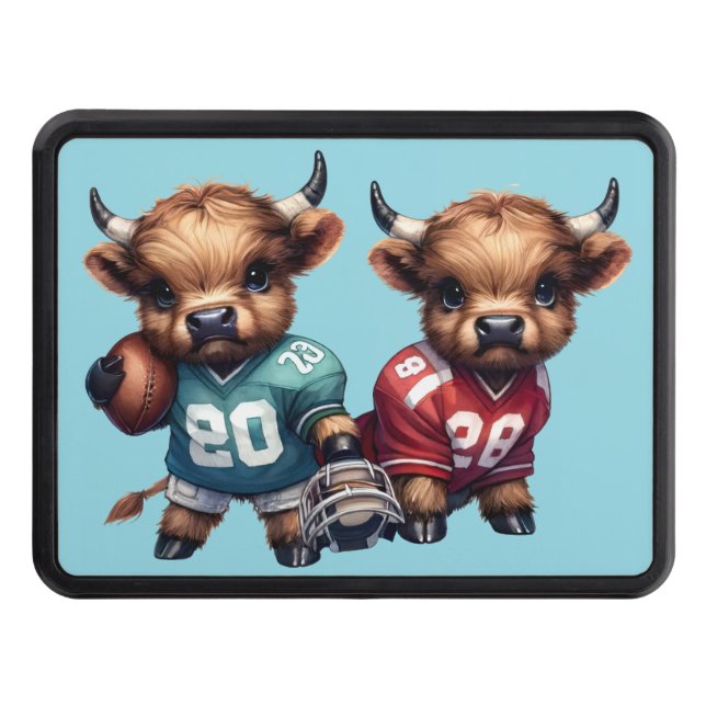 Högllandskon och fotboll dragkroksskydd (Framsidan)