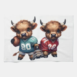 Högllandskon och fotboll kökshandduk