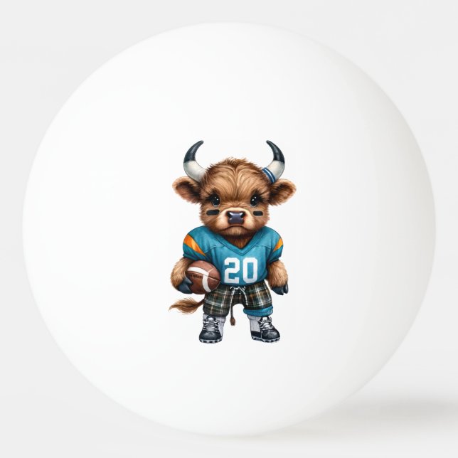 Högllandskon och fotboll pingisboll (Framsidan)