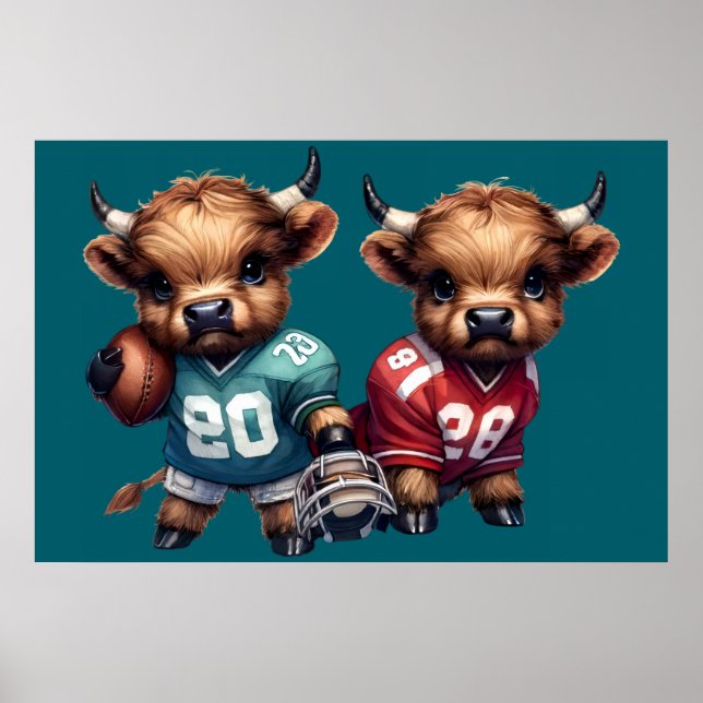 Högllandskon och fotboll poster (Framsidan)