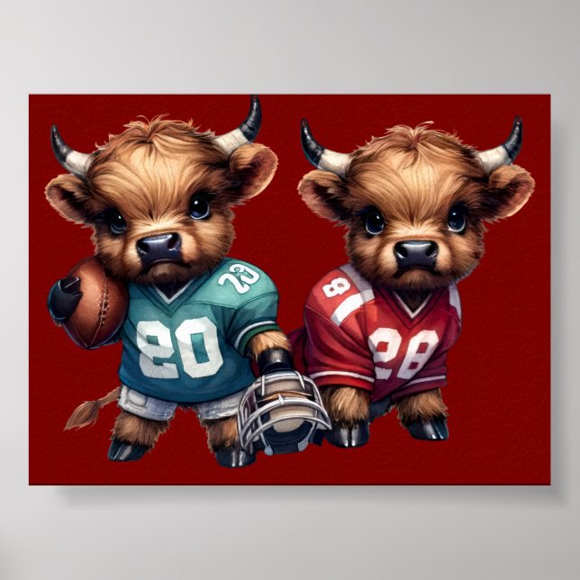 Högllandskon och fotboll poster (Framsidan)