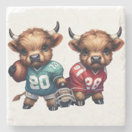 Högllandskon och fotboll stenunderlägg