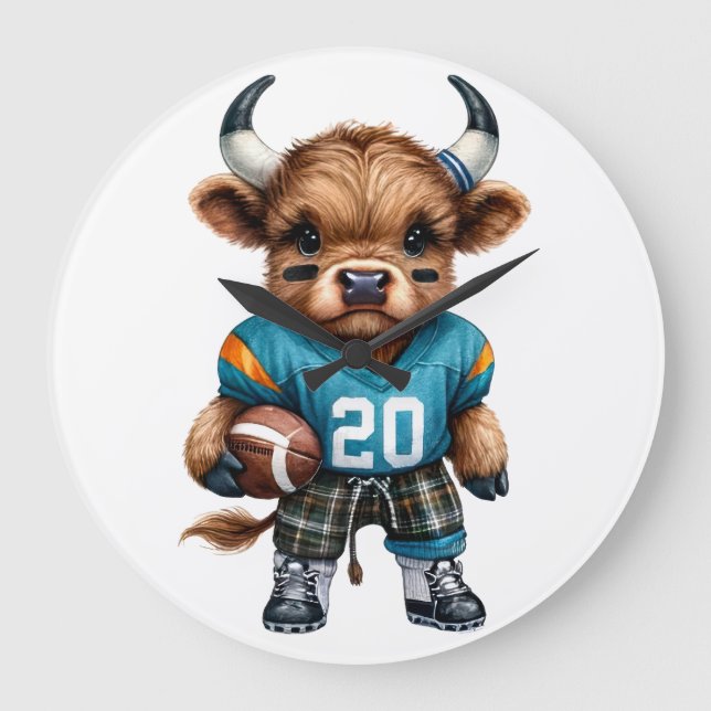 Högllandskon och fotboll stor klocka (Framsida)