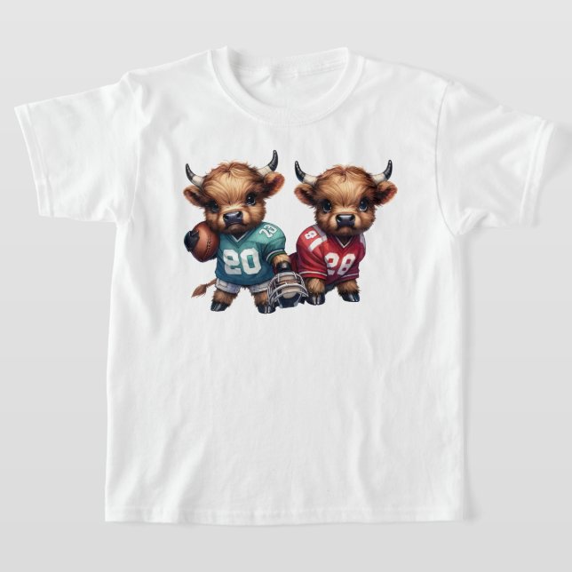 Högllandskon och fotboll t shirt (Laydown)