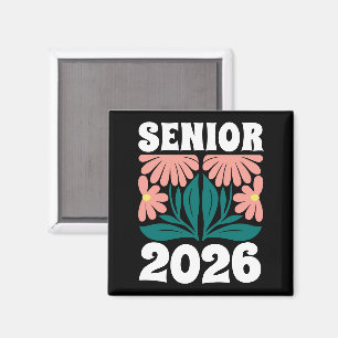 Högre Anpassningsbar 2026 Retro Groovy Flowers Stu Magnet