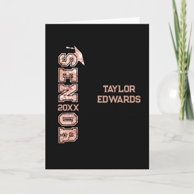 Högre år för fotfoto Student Glitter Kort (Framsida)