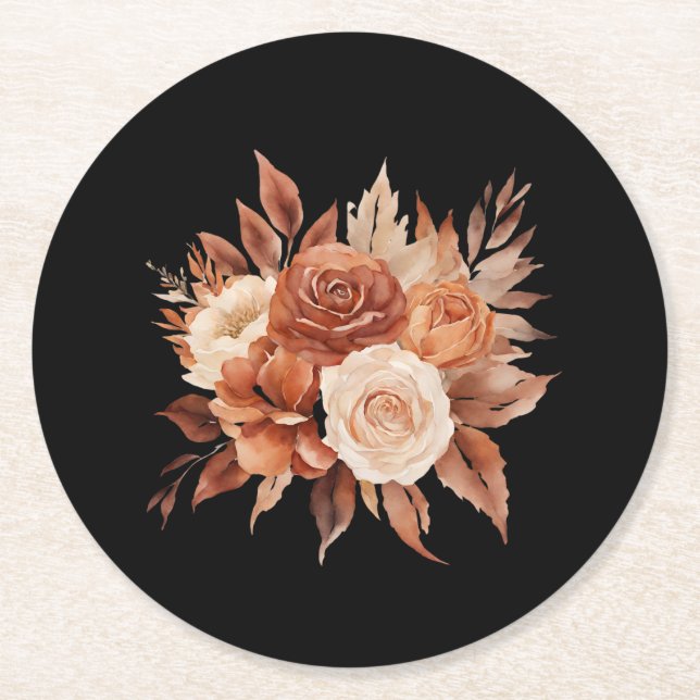 Högre höst för vattenfärg - Papper Underlägg Rund (Framsidan)