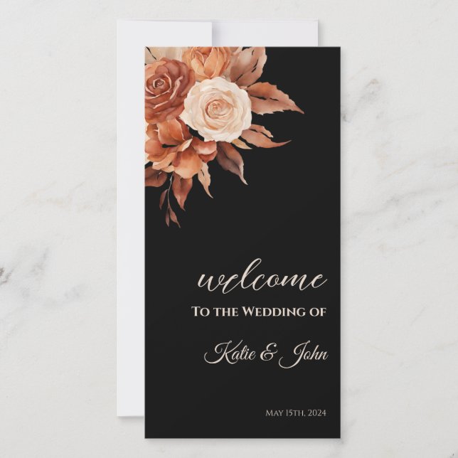 Högre höst i vattenfärg - Bröllopsprogram- (Framsida)