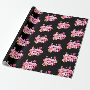 Högre klass 2021 Student Rosa Retro Mönster Presentpapper