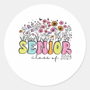 Högre klass 2025 i 2025 års Vår Blommar Flowers Runt Klistermärke