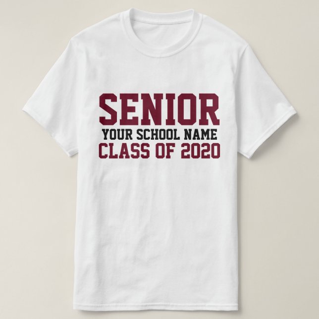 Högre klass för 2020 Maron Anpassningsbar Text Stu T Shirt (Design framsida)