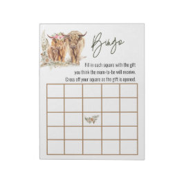 Högre land Cow Baby Shower Bingo Game Par Anteckningsblock