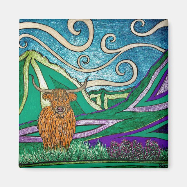 Högre land Cow - Magnet (Framsidan)