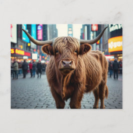 Högre land Cow på Times Square Helg Vykort