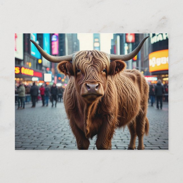 Högre land Cow på Times Square Helg Vykort (Framsida)