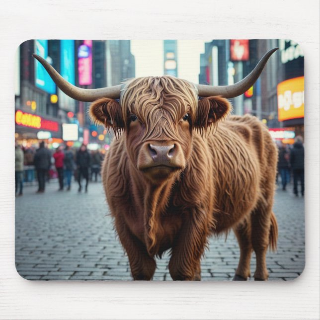 Högre land Cow på Times Square Musmatta (Framsidan)