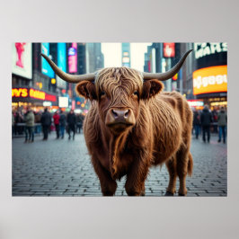 Högre land Cow på Times Square Poster