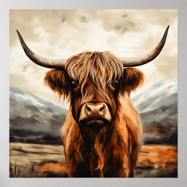 Högre land Cow Wall Decor Poster (Framsidan)