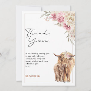 Högre landskökort för rosa Boho Floral Baby Shower Inbjudningar