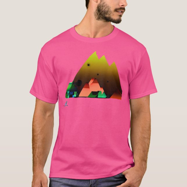 Högre liggande liggande utformning av regnbågsberg t shirt (Framsida)