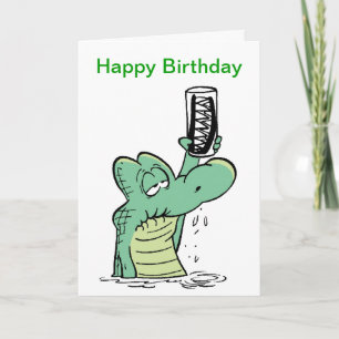 Högre medborgare Krokodile Birthday Tecknad Kort
