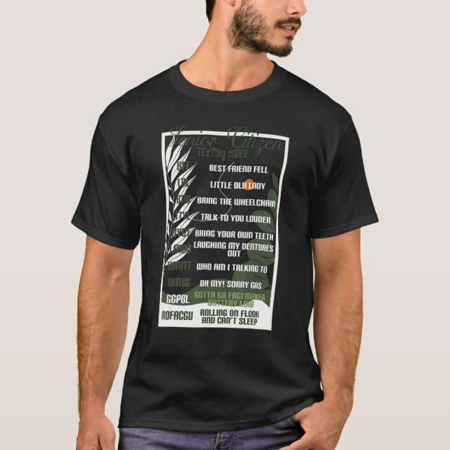 Högre medborgare som texterar koder för äldre pers t shirt (Framsida)