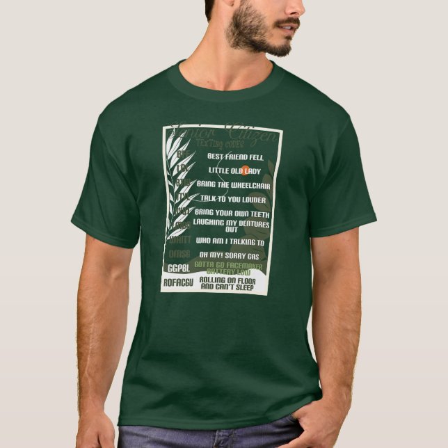 Högre medborgare Texting Codes Funny Grandpa Old T Shirt (Framsida)
