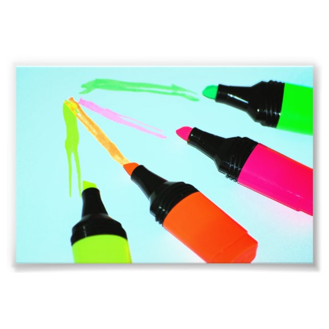HÖGRE PENS Neon ROSA ORANGE GRÖNT LIME SCHOO Fototryck (Framsidan)