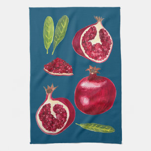 Högre Pomegranat Vattenfärgmålning Kökshandduk