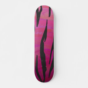 Högre Shock rosa och svart utskrift Old School Skateboard Bräda 21,6 Cm