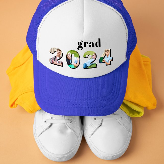 Högre skolklass 2024 Photo Studenten Keps (Senior High School Class Of 2024 Photo Graduation Trucker Hat)