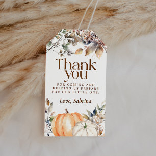 Högre Tack för höstpumpa för babyskor Presentetikett