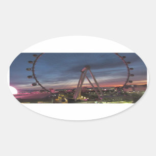 Högroller Las Vegas-dekal Ovalt Klistermärke