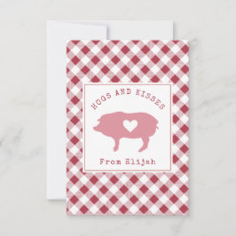 Hogs & Kisses Photo Gingham Classroom Valentine Kort