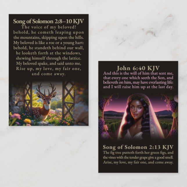 Högsången 2:8-10, 13 och Johannes 6:40 (SFB) Visitkort (Fram/baksida)