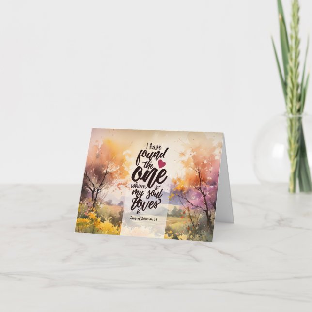 Högsångens bok 3:4 Jag har funnit den ende Bibeln Kort (Framsida)