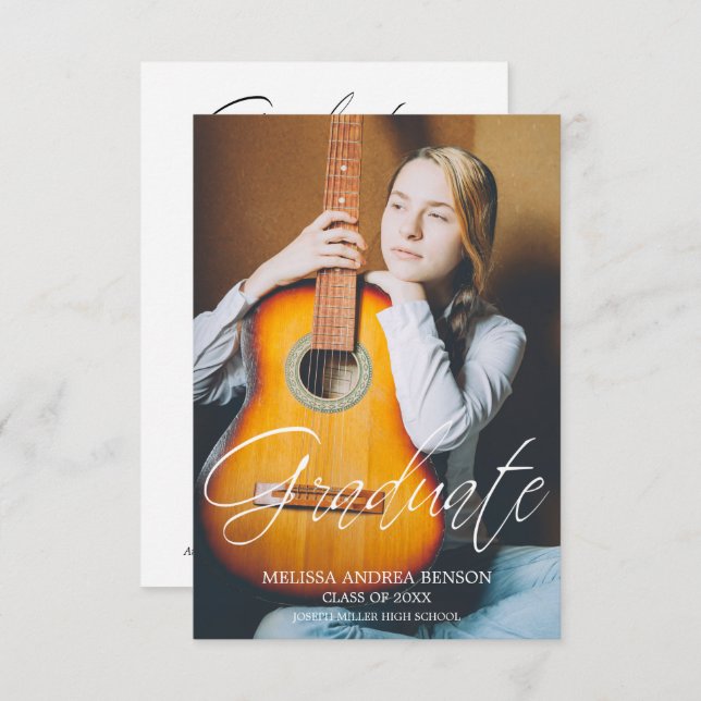 Högskola i Student i Whimsique Script Typography Inbjudningar (Fram/baksida)