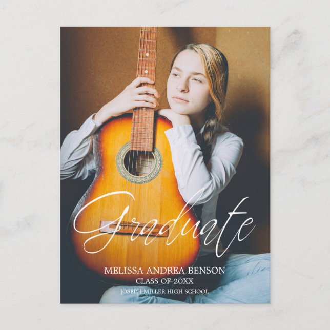 Högskola i Student i Whimsique Script Typography Vykort (Framsida)