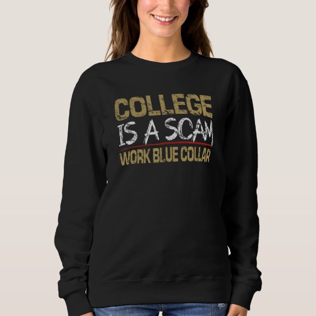 högskolan är en bluff jobba blå krage t shirt (Framsida)