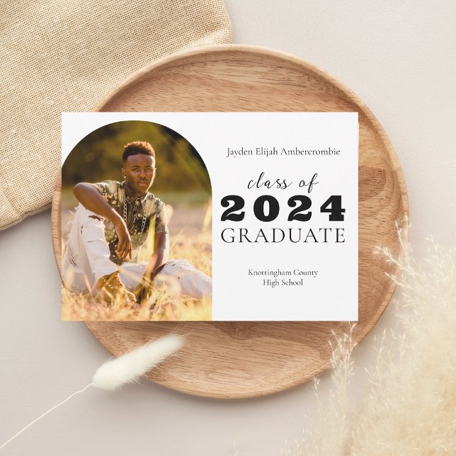 Högskolans enfoto-Studenten Meddelande (High School Senior Arch One-Photo Graduation Announcement)
