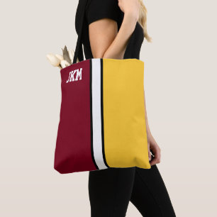 Högskolans färger Maroon & Guld Monogram Tygkasse
