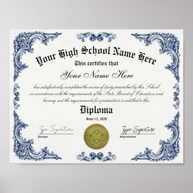 Högskoleexamen i student, GED-certifikat Poster (Framsidan)