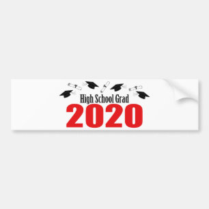 Högskoleexamen och diplom 2020 (röd) bildekal