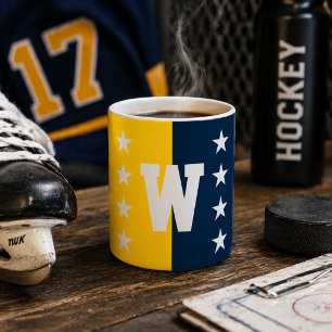 Högskolefärger Blå & Majs Gul Monogram Kaffemugg