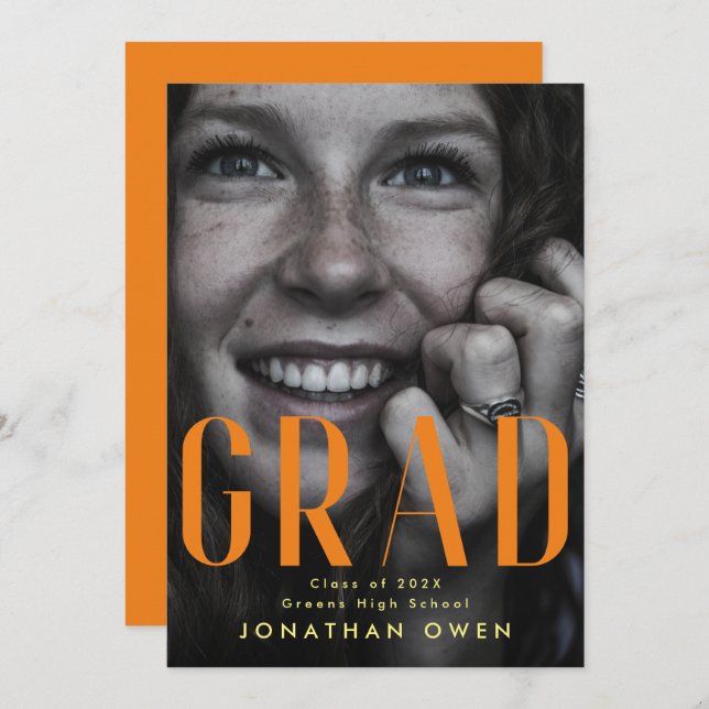 Högskoleklass för Bright Orange Gult Meddelande (Fram/baksida)