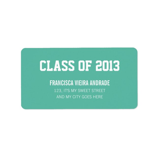 Högskoleklass Studenten 2013 Emerald Grönt Adressetikett (Framsidan)