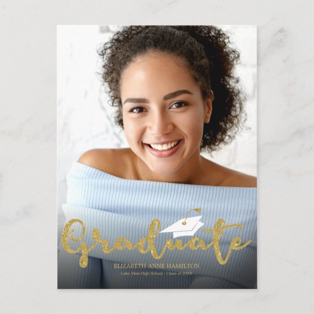 Högskolemeddelande om Glitter i Guld Vykort (Framsida)