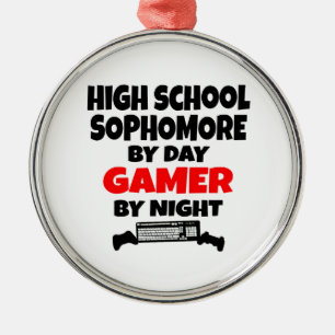 Högskolesophomore per dag Gamer per natt Julgransprydnad Metall