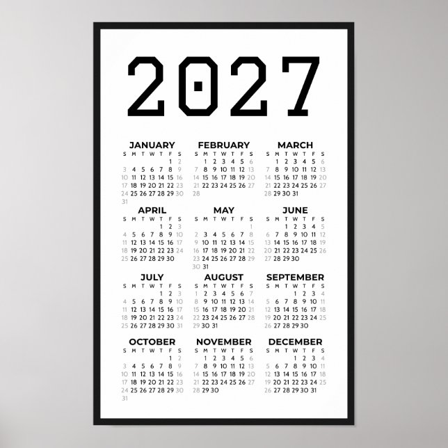 Högskolestudent Heldårsbas 2027 Kalender Vägg Poster (Framsidan)
